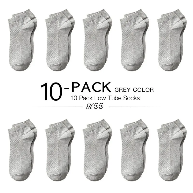 HSS Brand 10 Pairs/Lot Men Bamboo Fiber Socks Men Compression Summer Middle Socks Business Casual Mens Low Sock Big Size EU38-45