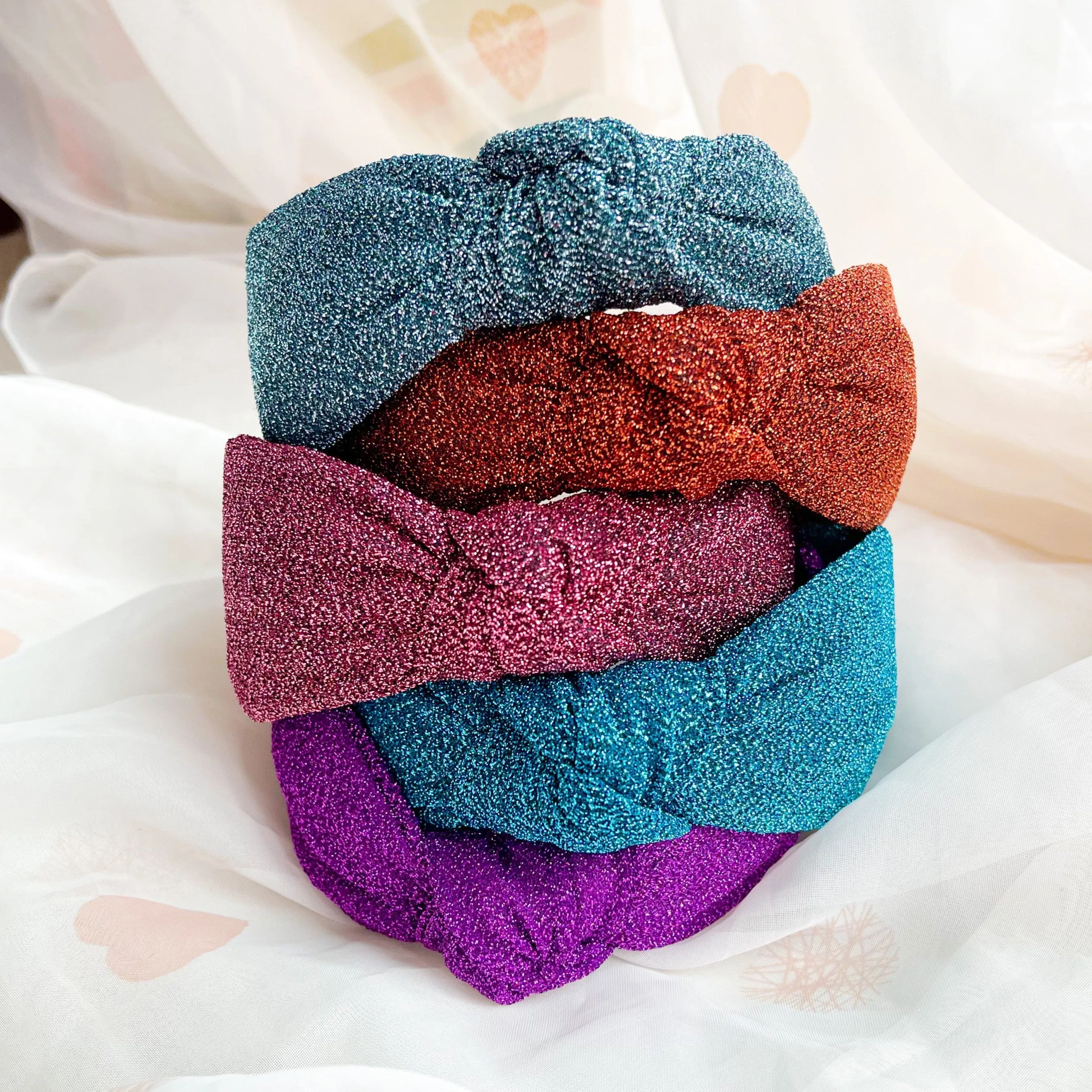 Icy Blue Metallic Knot Headband