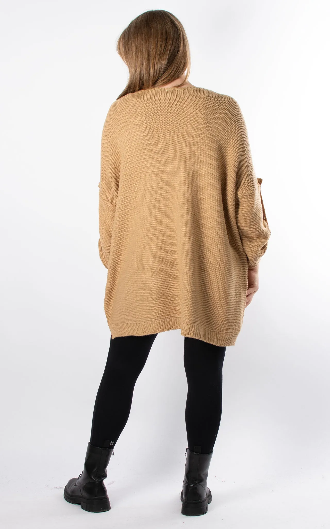 Janet Button Sleeve Knit | Camel
