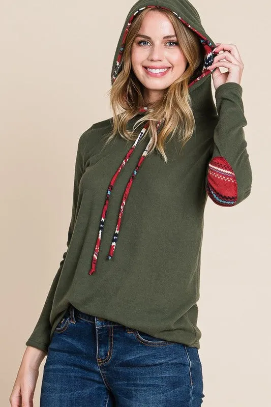 JENNA CONTRAST ELBOW PATCH HOODIE S-XL