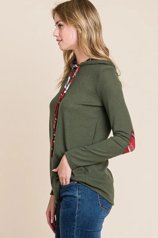 JENNA CONTRAST ELBOW PATCH HOODIE S-XL