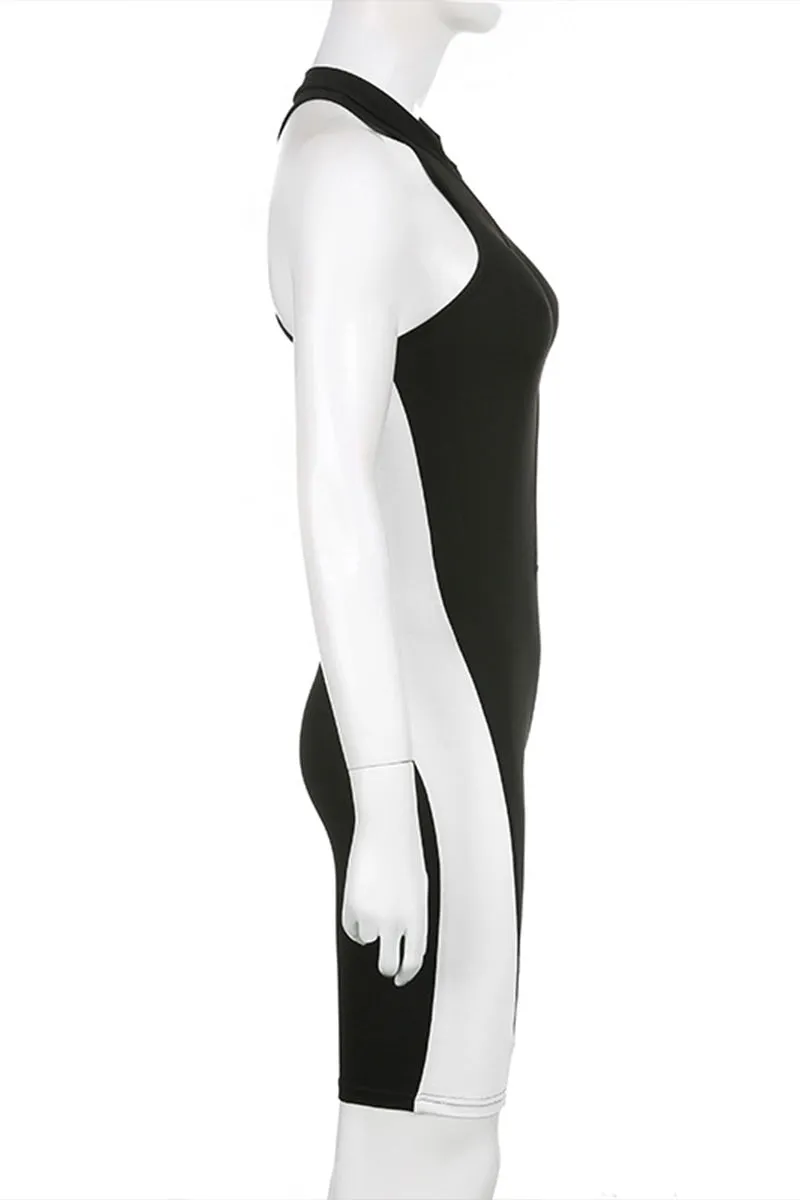 JH845 Solid Sleeveless Bodycon Rompers