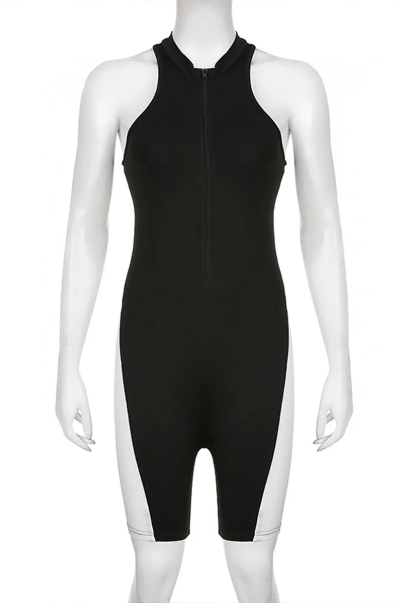 JH845 Solid Sleeveless Bodycon Rompers