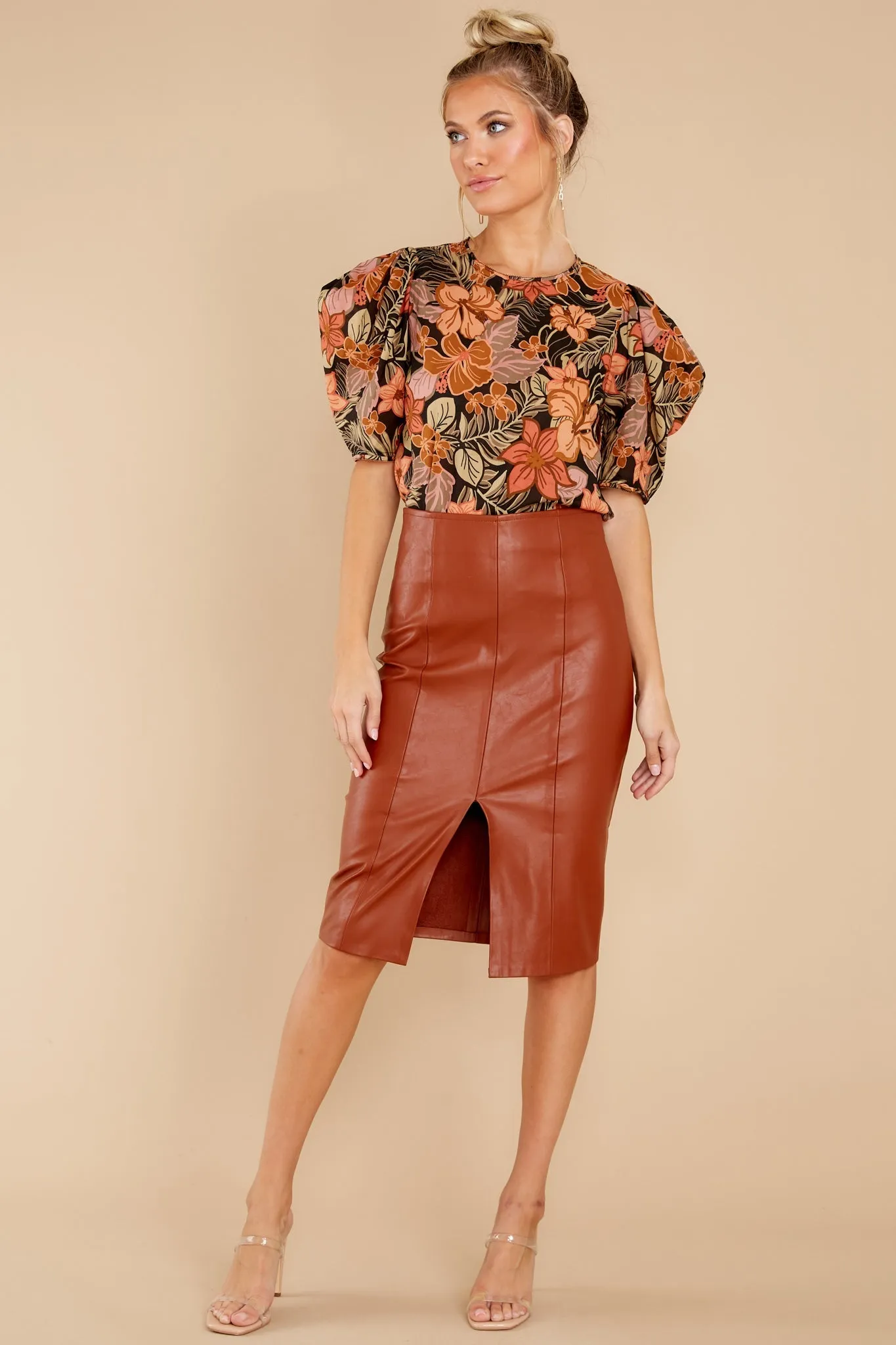Just Killing Time Black Floral Print Top