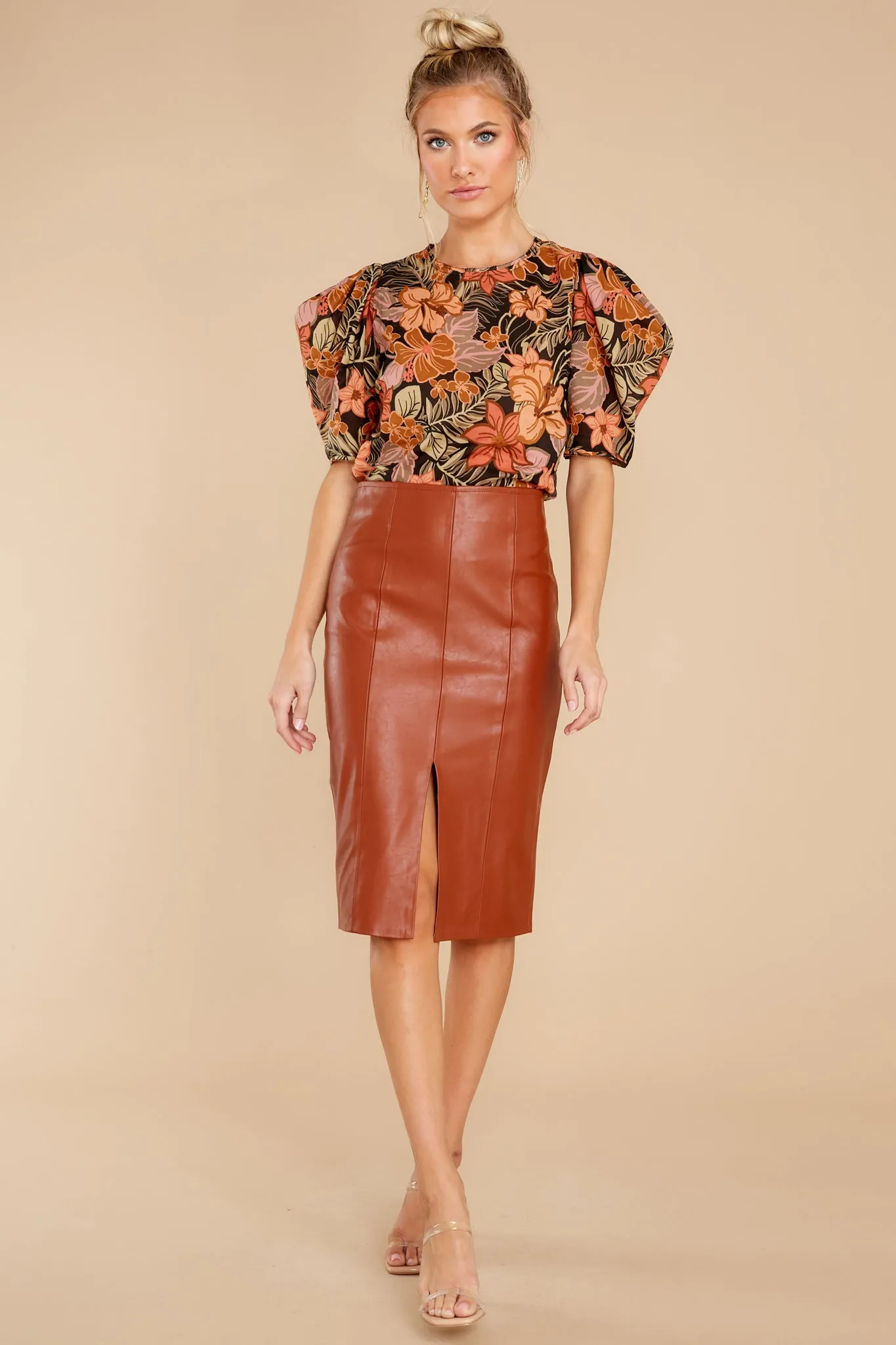Just Killing Time Black Floral Print Top