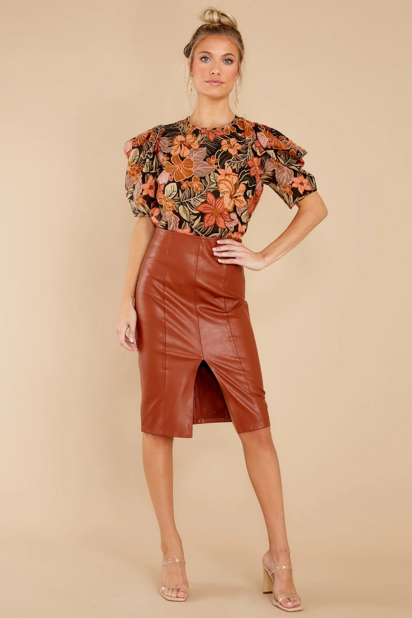 Just Killing Time Black Floral Print Top