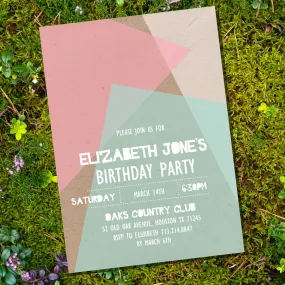Kraft Geometric Birthday Invitation