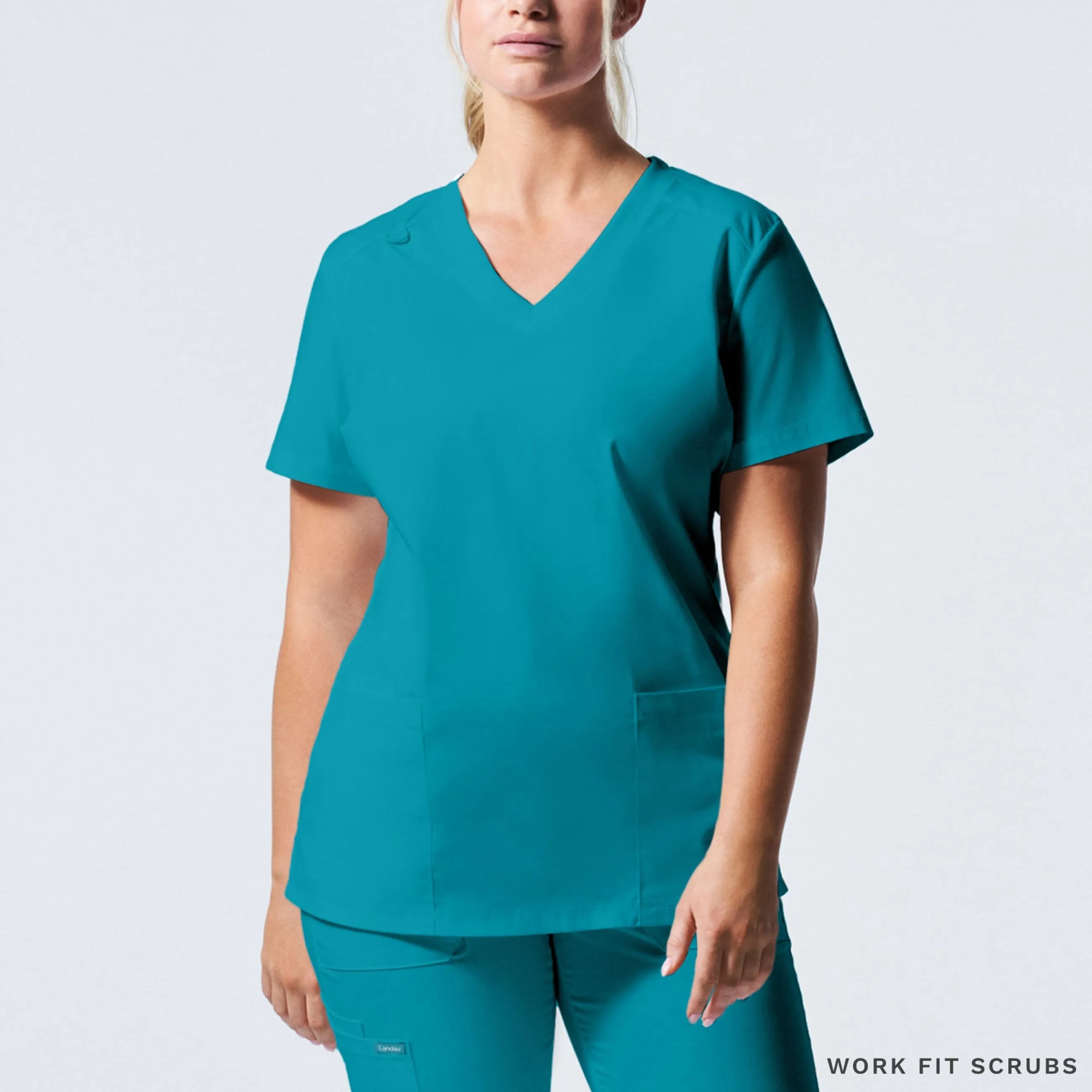 Landau Proflex V neck 3 pocket top