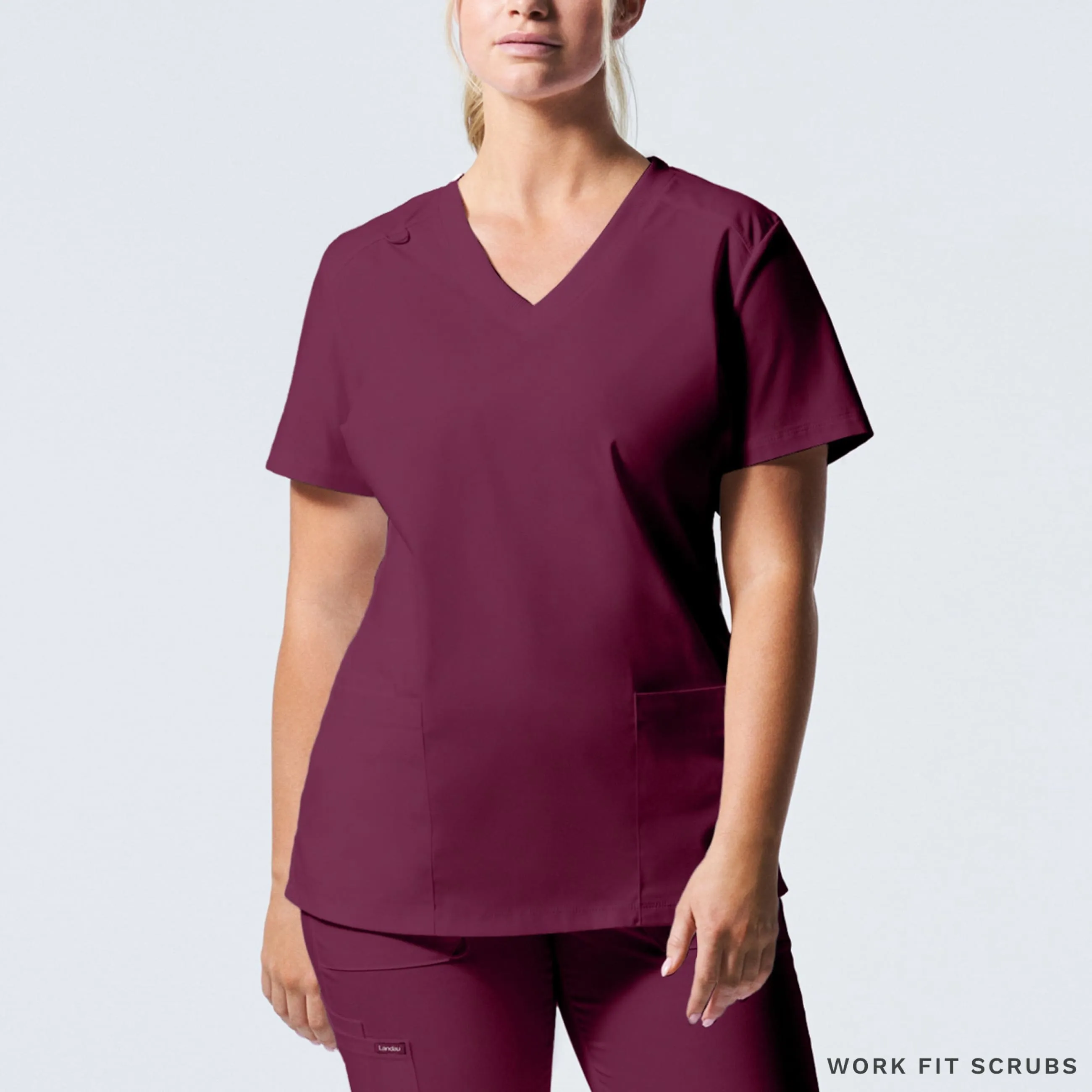 Landau Proflex V neck 3 pocket top