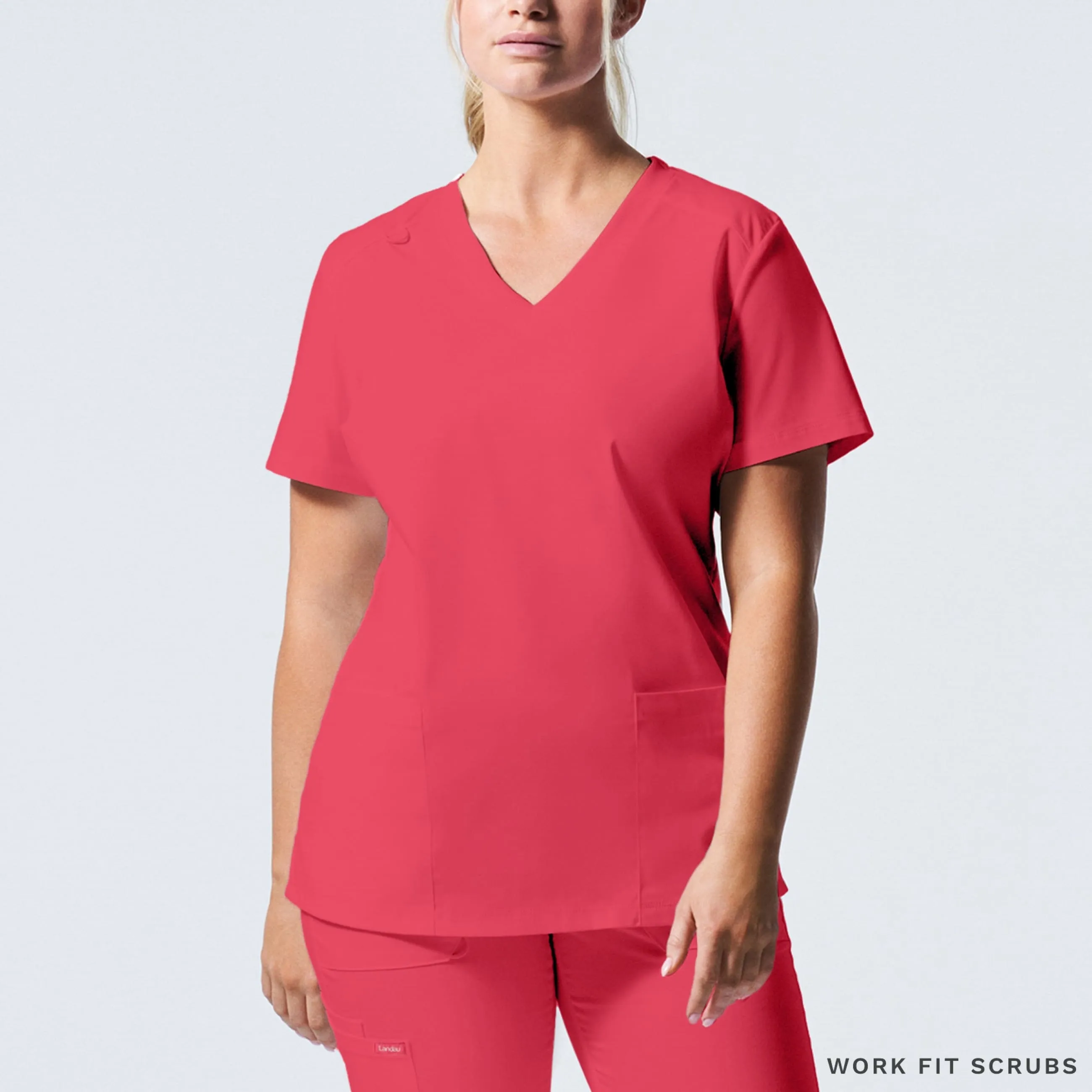 Landau Proflex V neck 3 pocket top