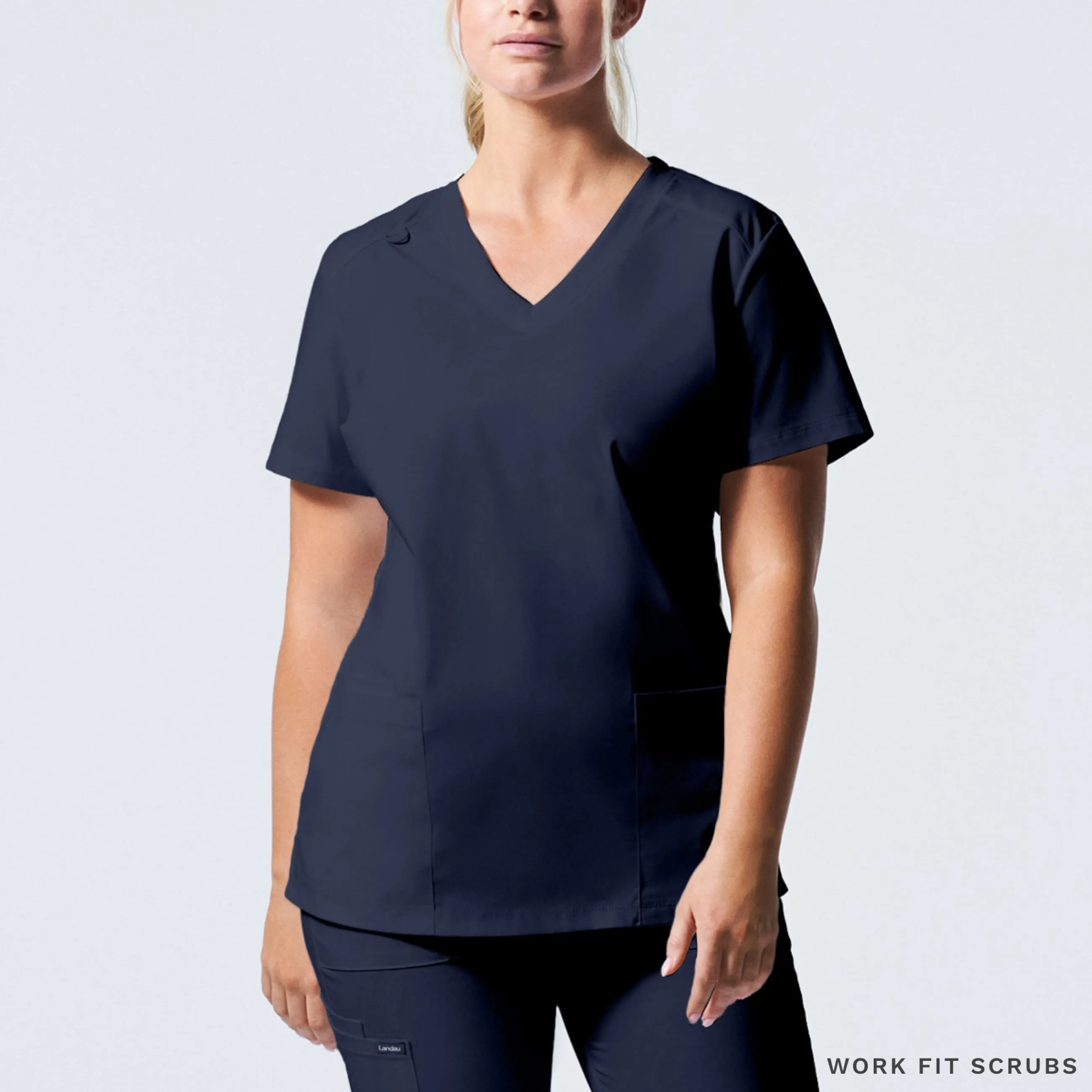 Landau Proflex V neck 3 pocket top
