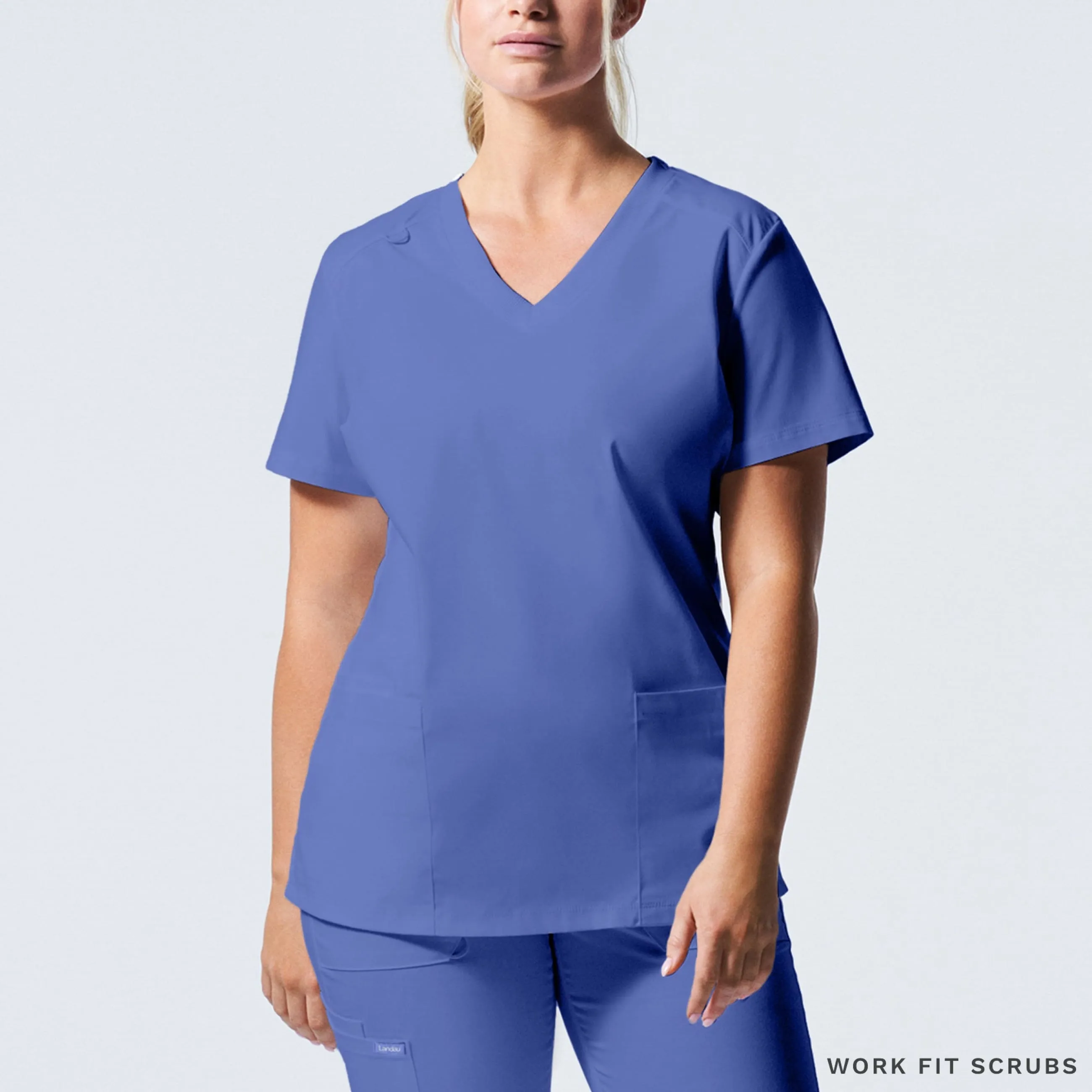 Landau Proflex V neck 3 pocket top