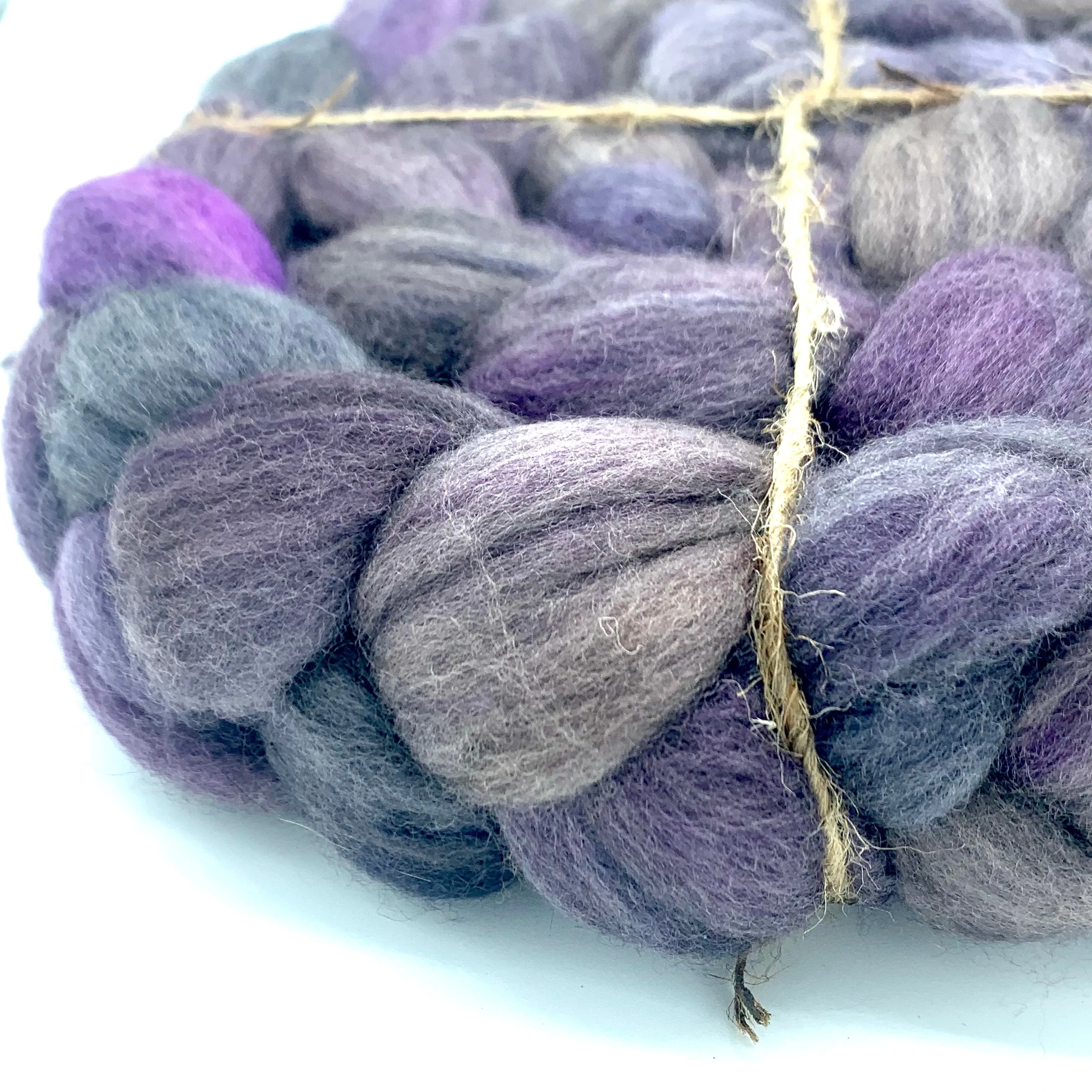 Laurelhurst Roving 4oz: Shadow of Rainier ~ Superfine Merino, Silk, Yak
