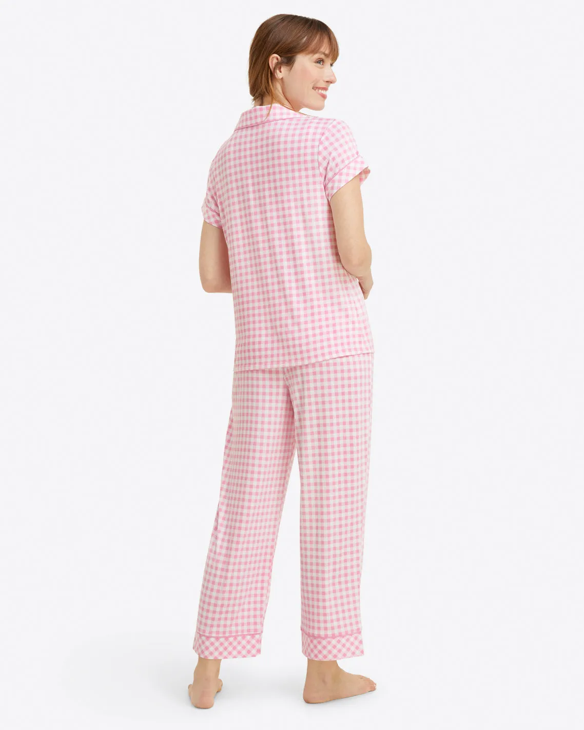 Linda PJ Set in Light Pink Gingham