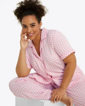 Linda PJ Set in Light Pink Gingham