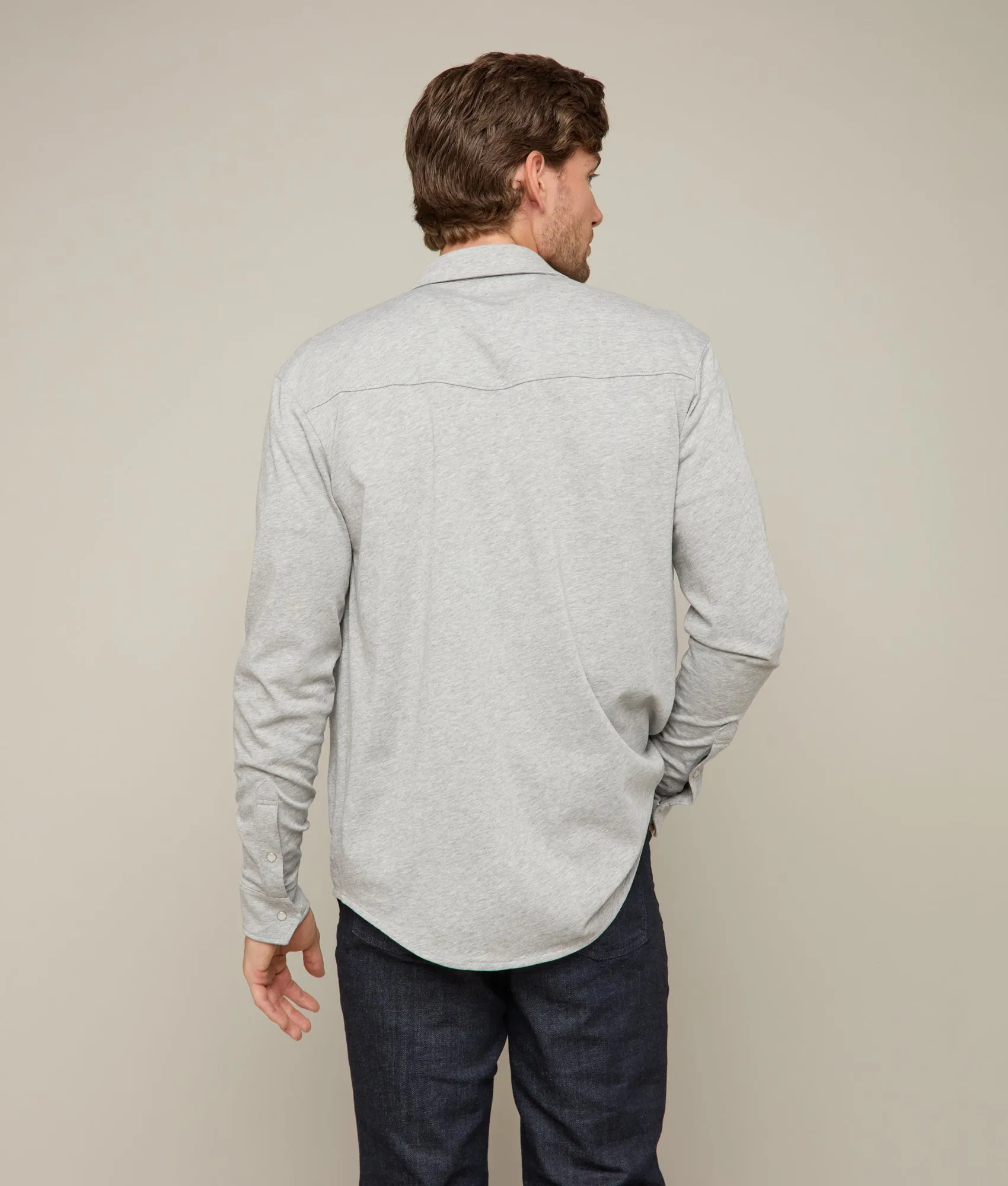 Long Sleeve Western Knit Top :: Heather Grey