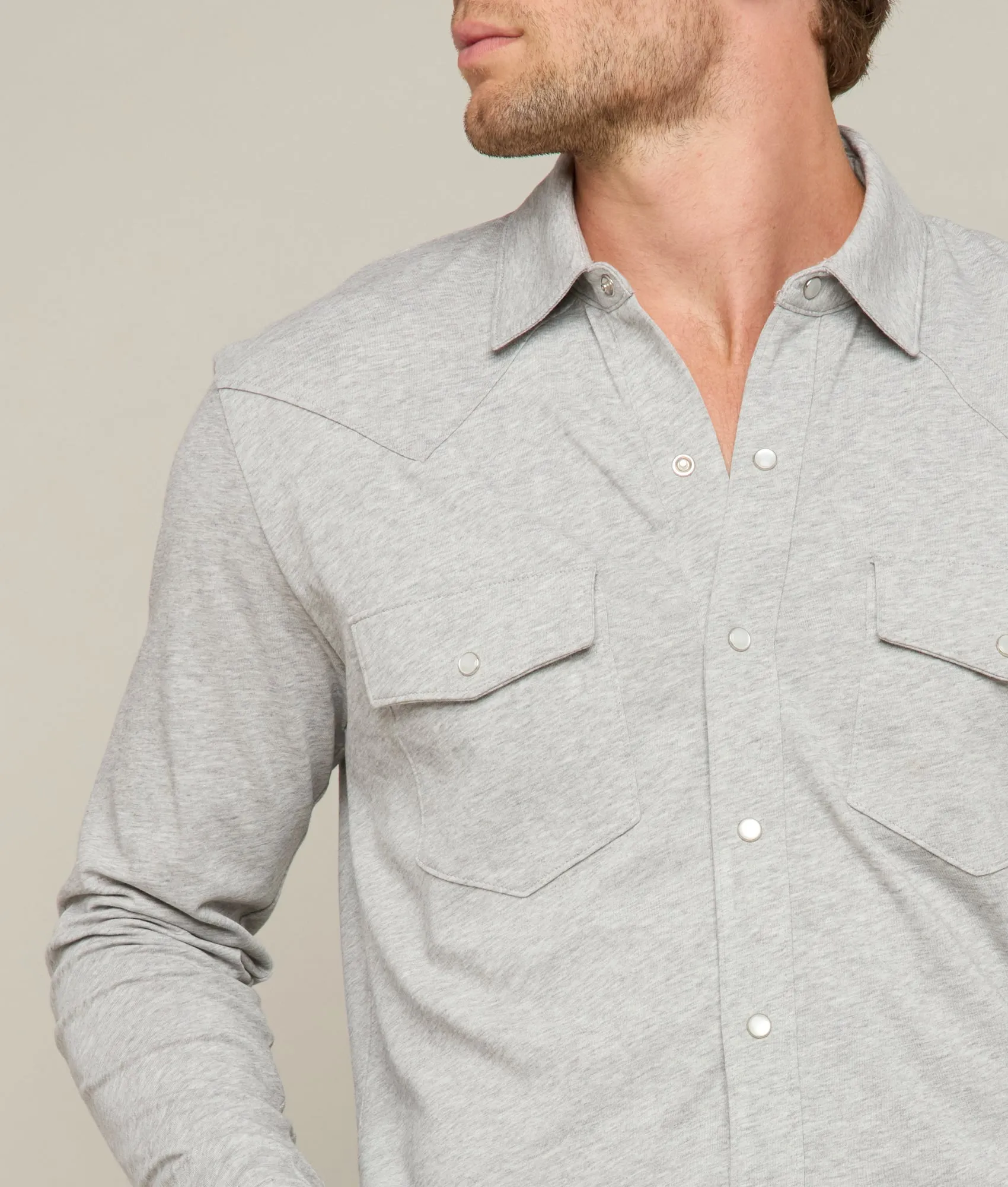 Long Sleeve Western Knit Top :: Heather Grey