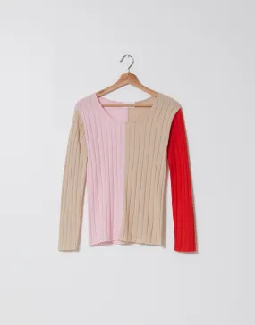Lou knit top in combo almond & chili