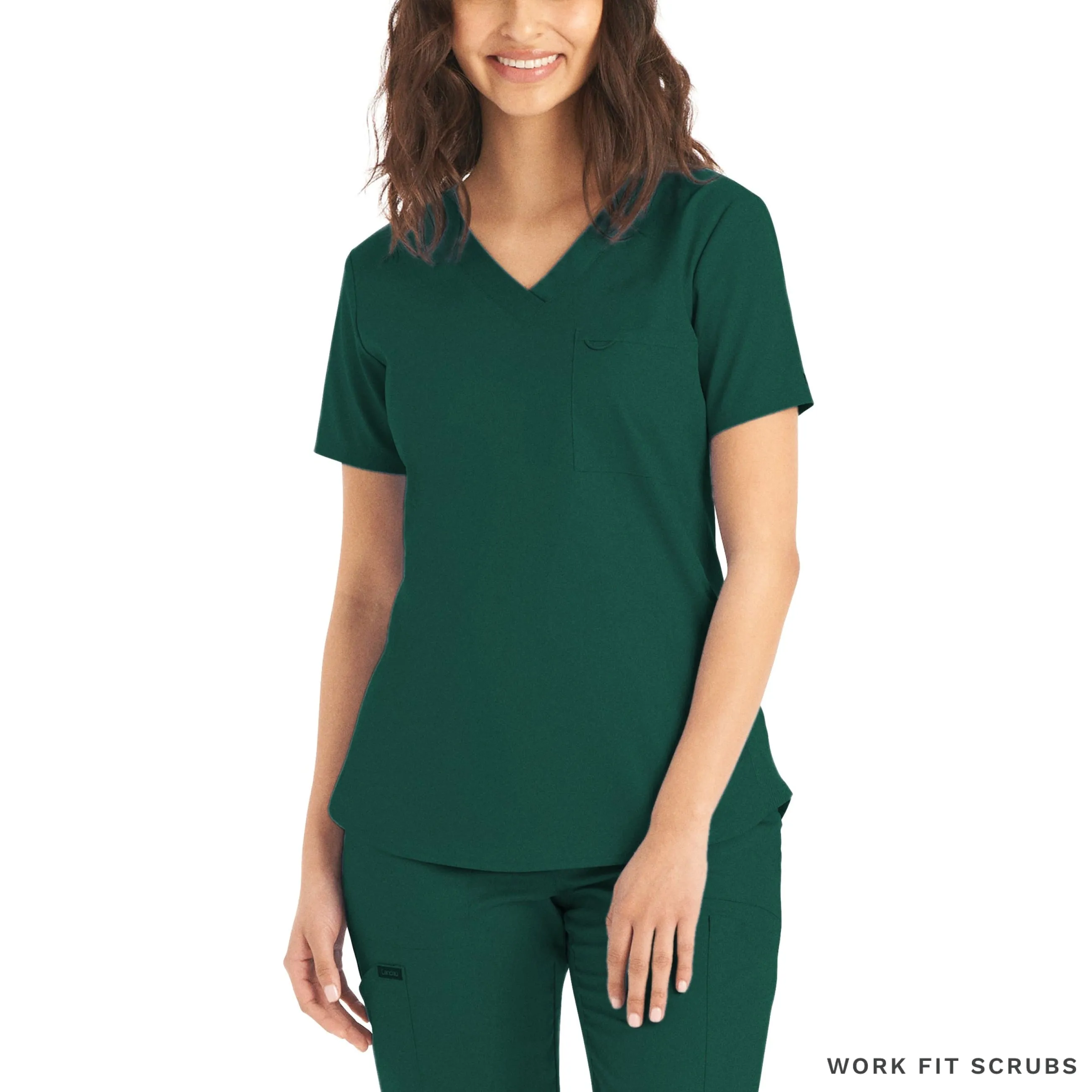 LT107 Landau Proflex V neck 2 Pocket top