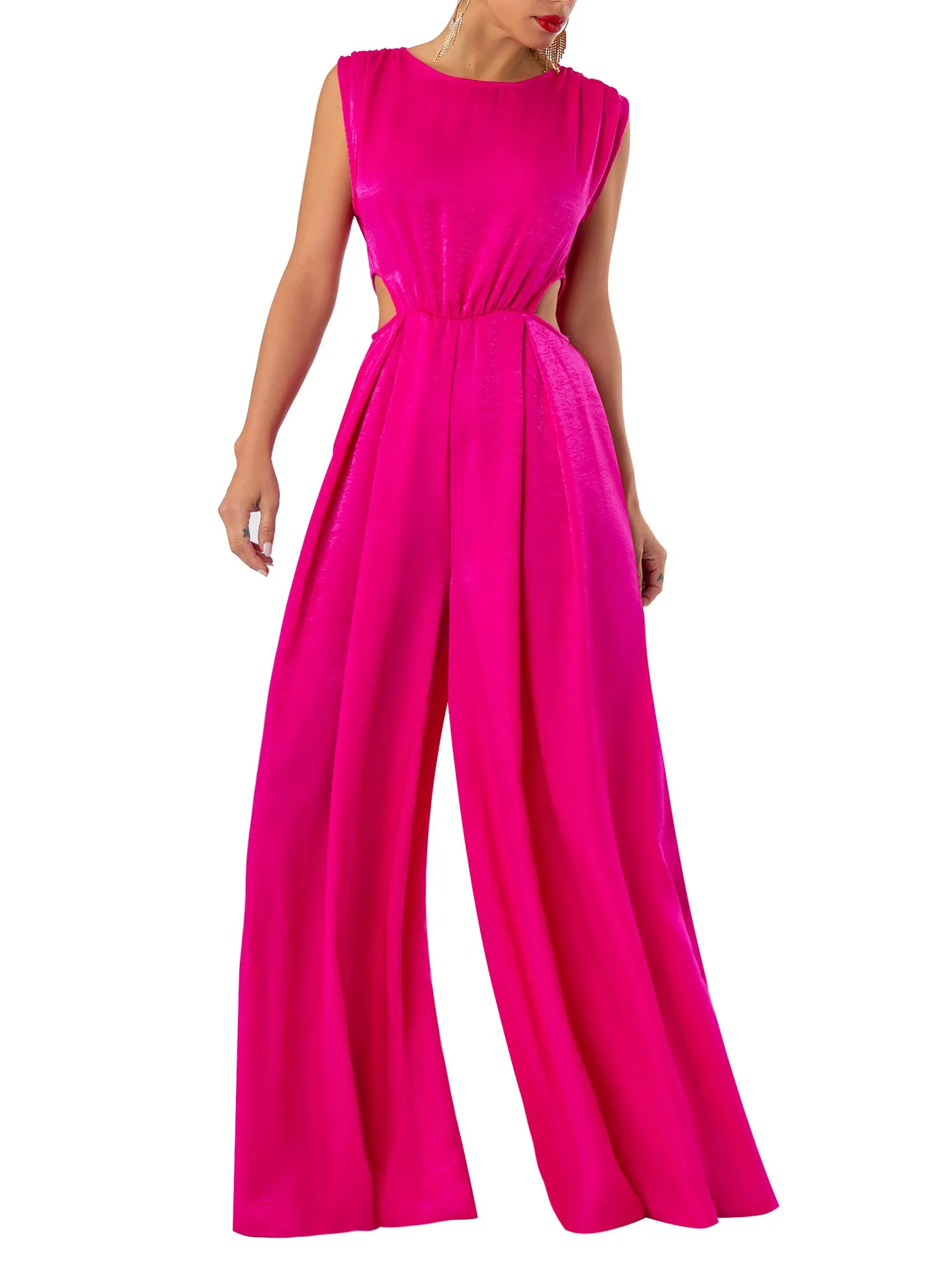 “Lupe” Magenta Cut-Out Jumpsuit