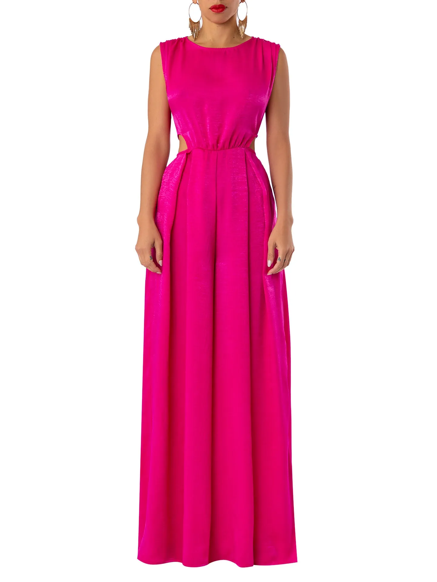“Lupe” Magenta Cut-Out Jumpsuit