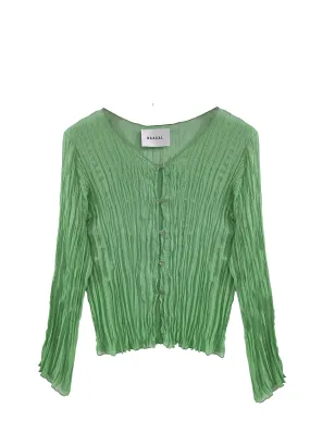 Maya Pleated Cardigan- Green