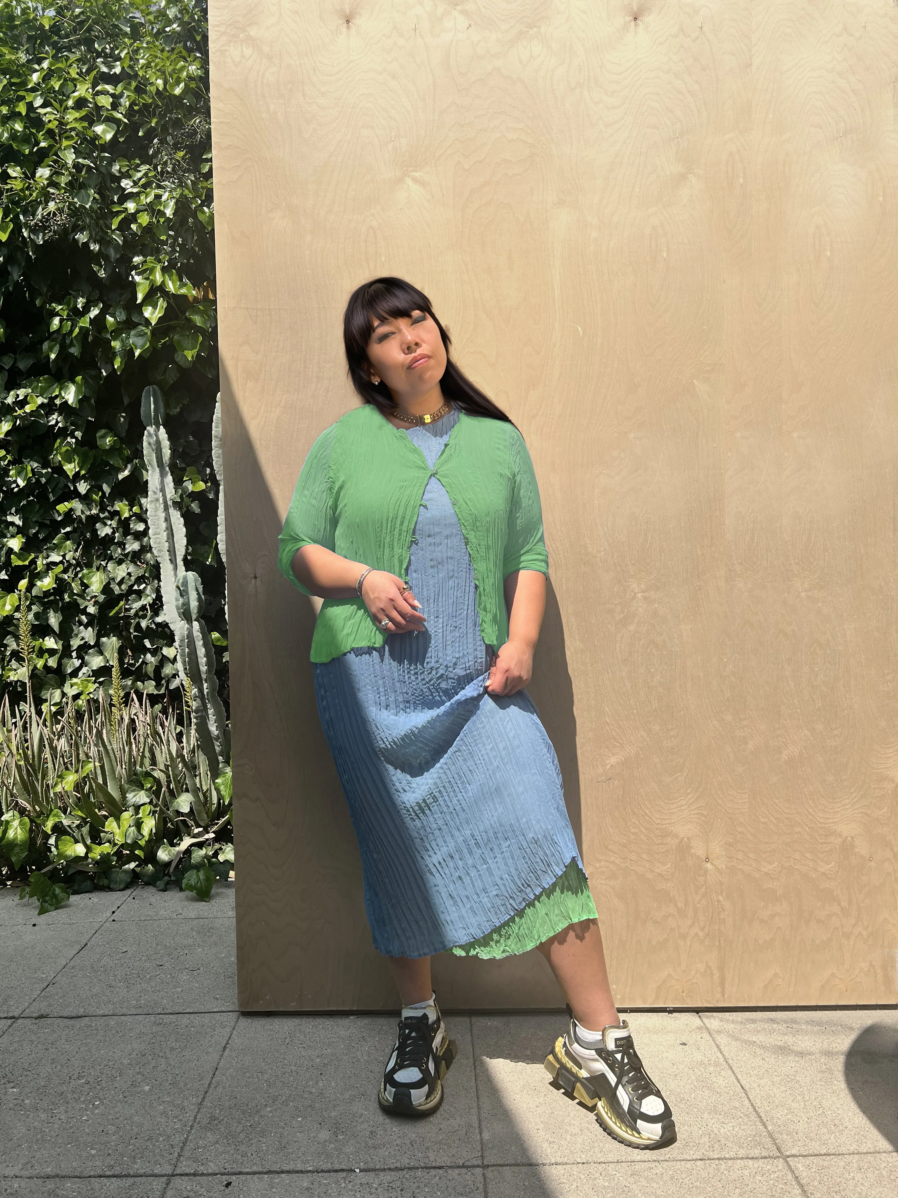 Maya Pleated Cardigan- Green