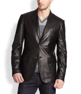 Men's TWO BUTTON Leather Blazer TB010