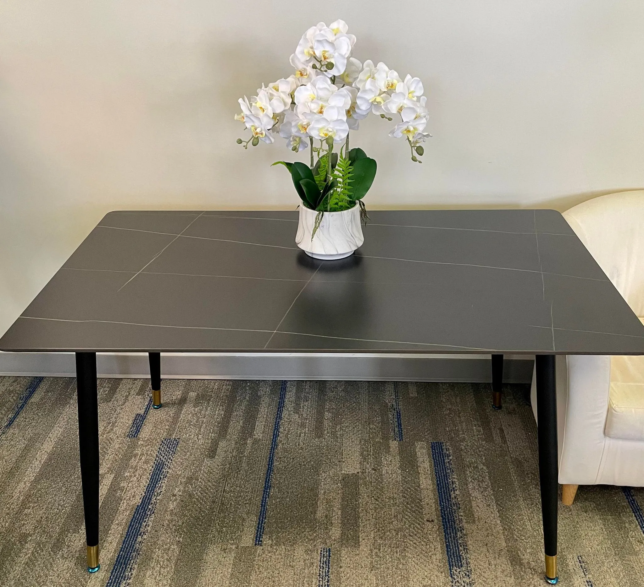 Modern Dining Table Rectangular Sintered Stone Top 63"(160cm)