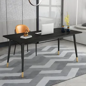 Modern Dining Table Rectangular Sintered Stone Top 63"(160cm)