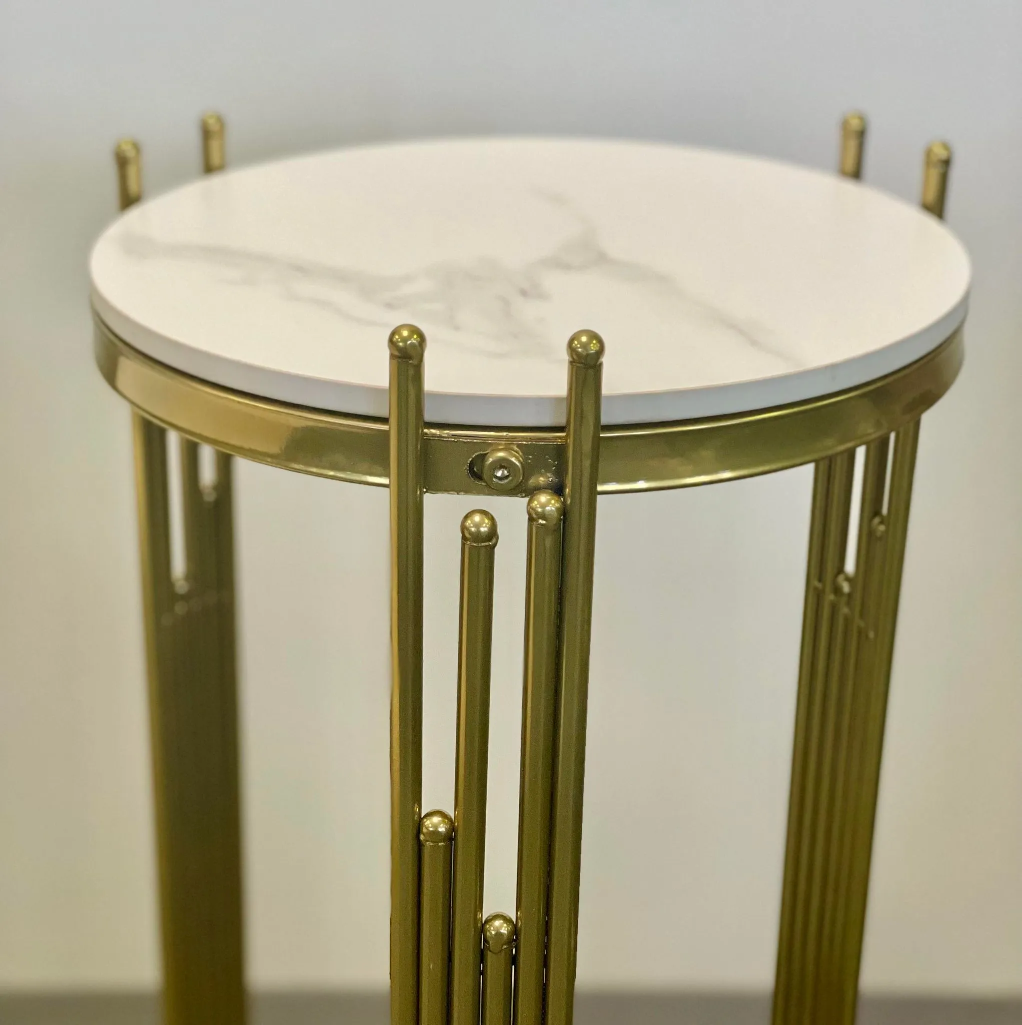 Modern Side Table Sintered Stone Top with Golden rim