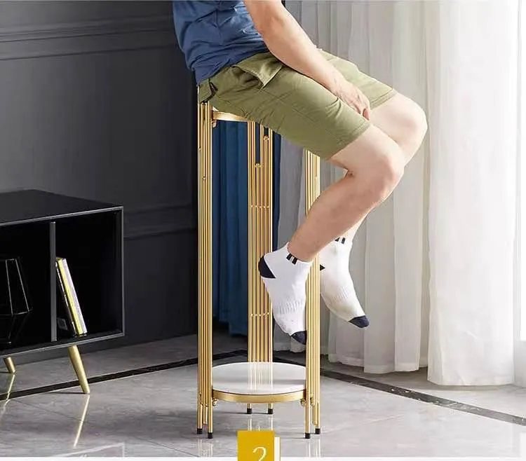 Modern Side Table Sintered Stone Top with Golden rim
