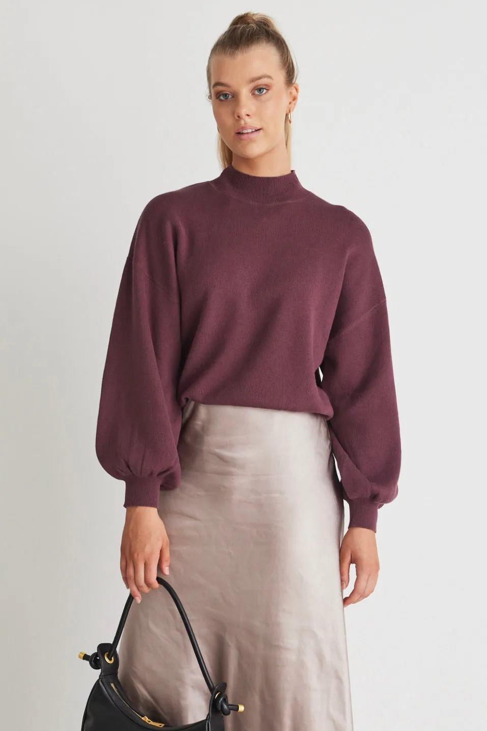 Motivation Raisin Cotton Fine Knit Boxy Jumper