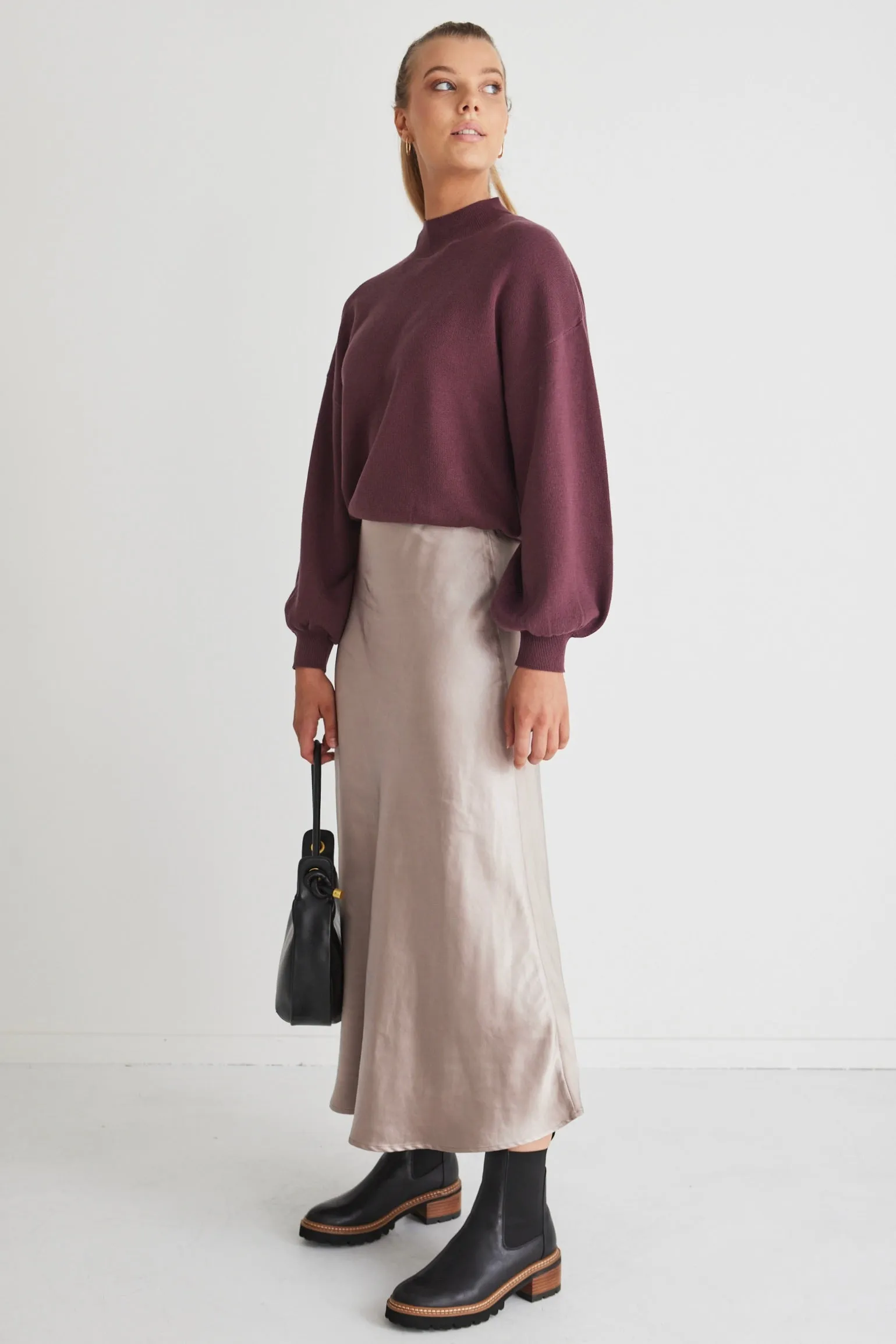 Motivation Raisin Cotton Fine Knit Boxy Jumper