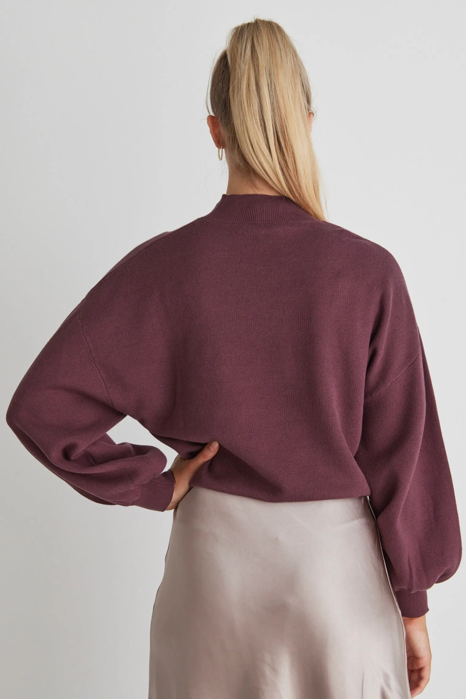 Motivation Raisin Cotton Fine Knit Boxy Jumper
