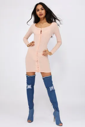 Nude Popper Bodycon Dress