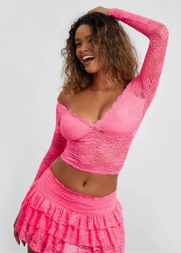 Off-Shoulder Crop Top & Pleated Layered Mini Skirt