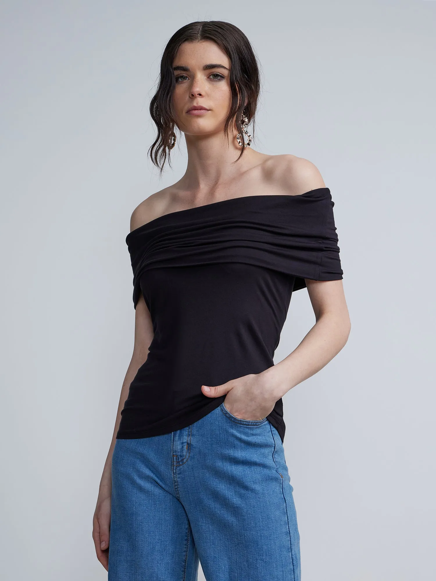Off-Shoulder Knit Top