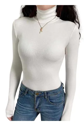 One-piece High-Neck Long-Sleeve Bodysuit