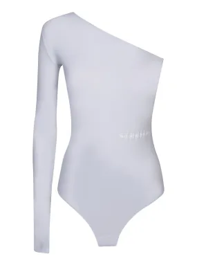 One-shoulder light grey bodysuit