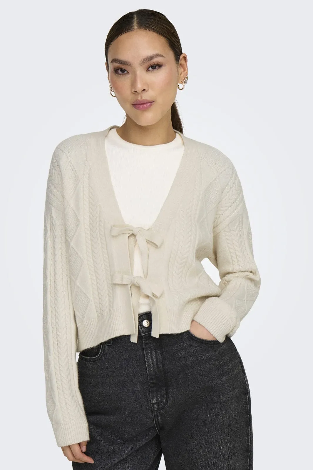 Only - Onlfia Ls String Cardigan Knt Nca - 4510273 Whitecap Gray