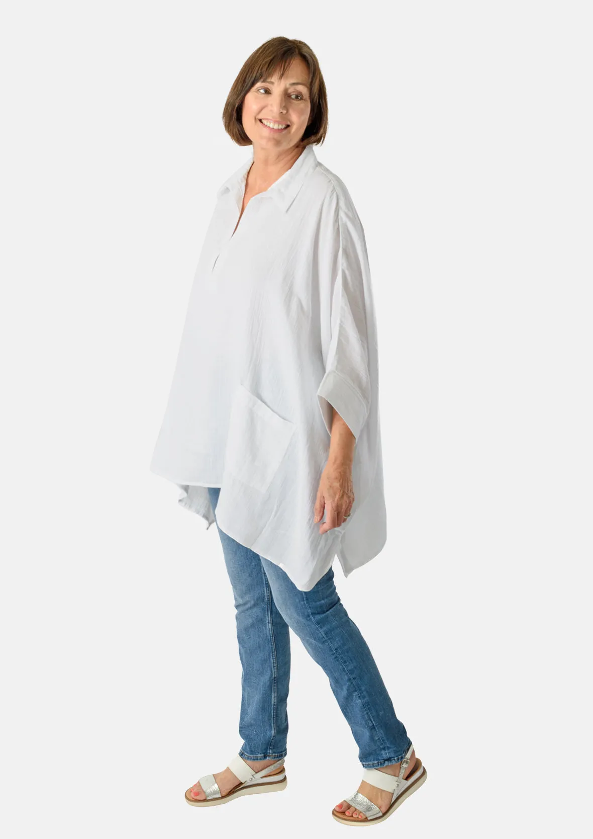 Oversized Cotton Top with Pockets