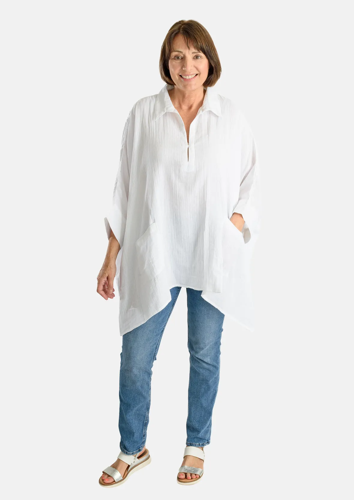 Oversized Cotton Top with Pockets