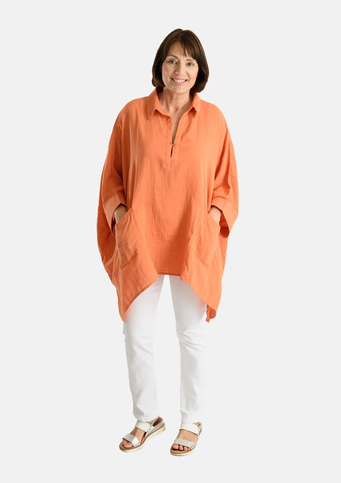 Oversized Cotton Top with Pockets