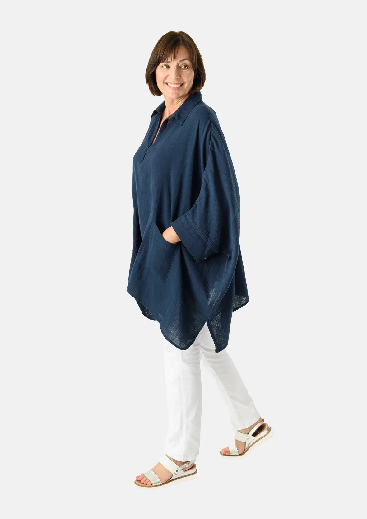 Oversized Cotton Top with Pockets