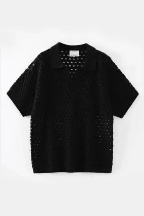 OVERSIZED OPEN KNIT POLO