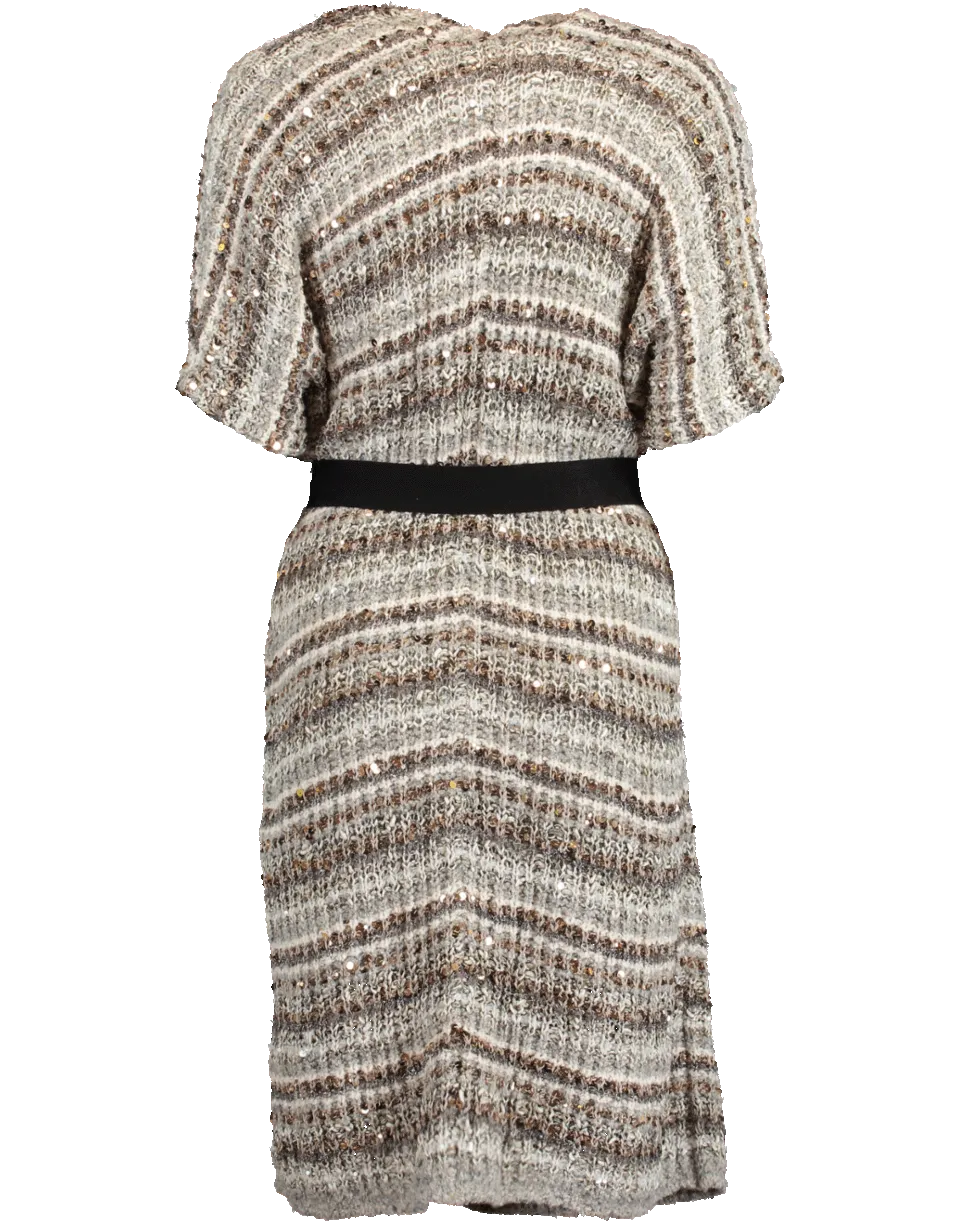 Paillette Belted Long Cardigan