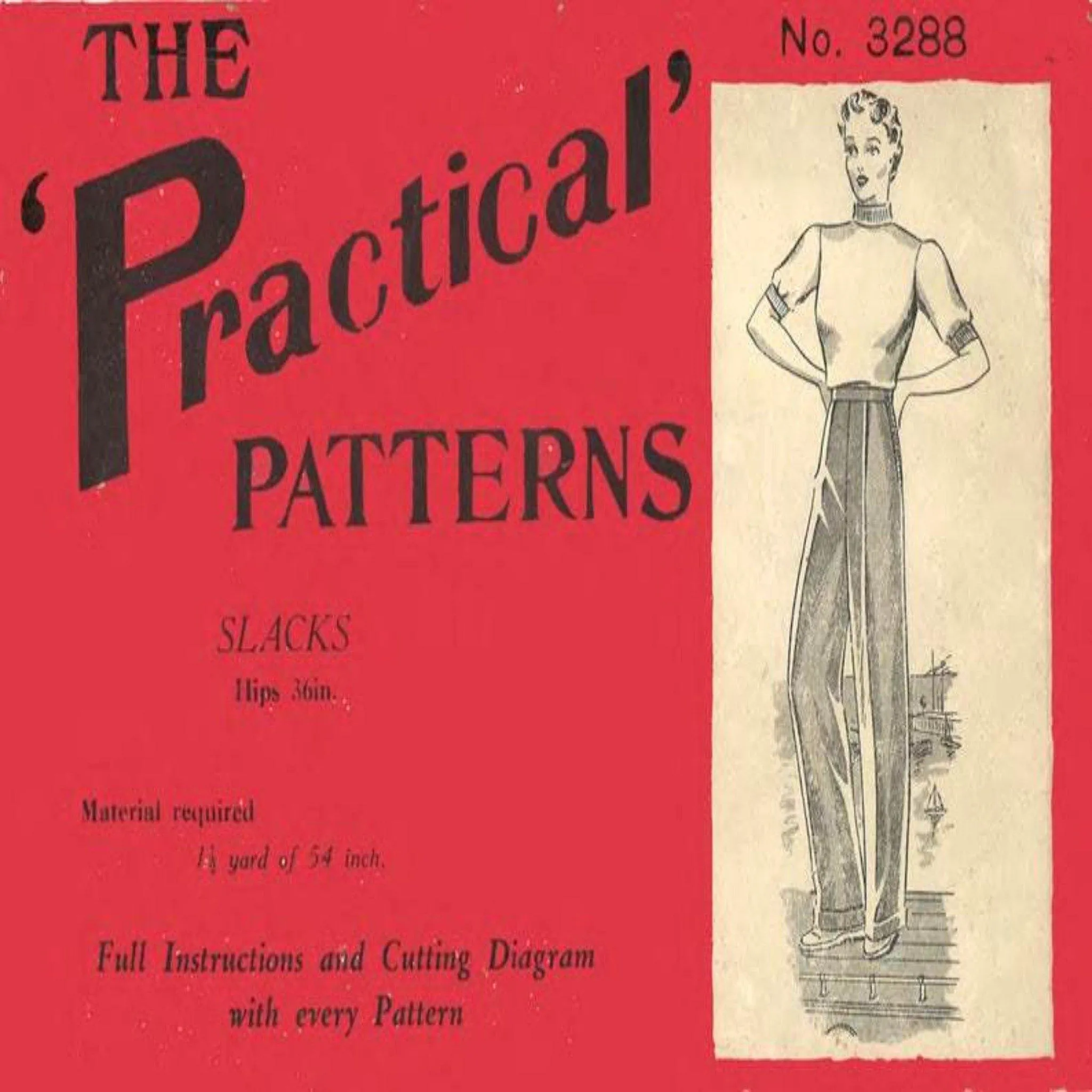PDF - 1930's Sewing Pattern: Women's Katharine trousers - Waist 26” (66cm) - Instantly Print at Home
