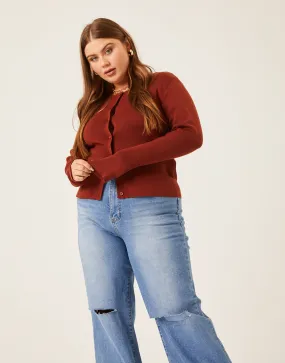 Plus Size Button Cardigan Knit Top