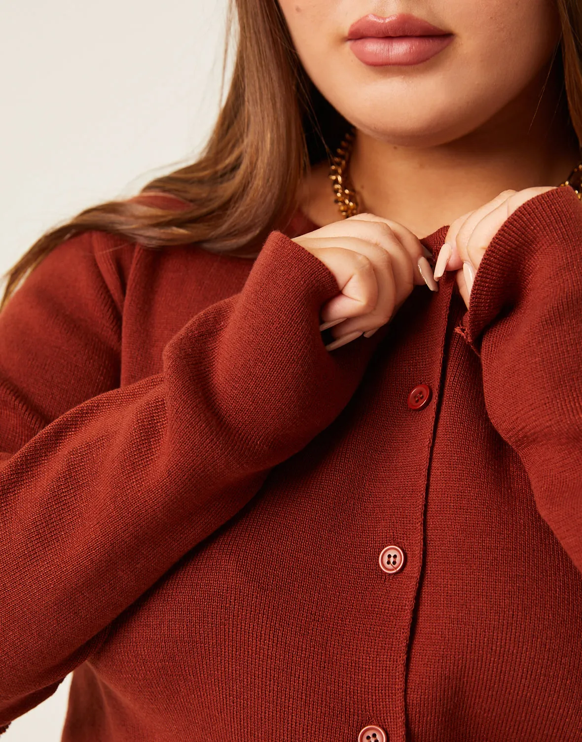Plus Size Button Cardigan Knit Top